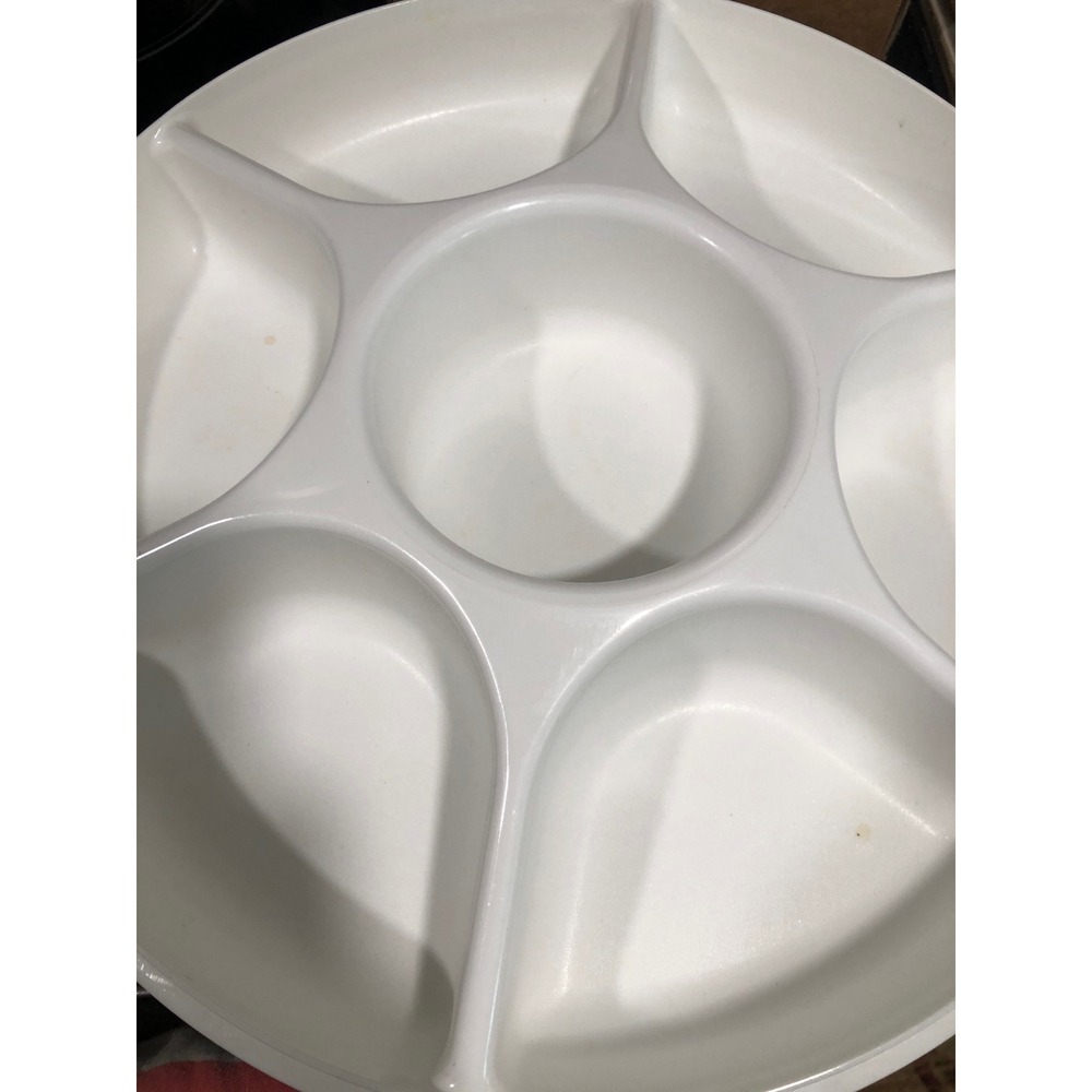 Vintage Tupperware chip dip divided Serving Tray Platter Round 7 Compartment